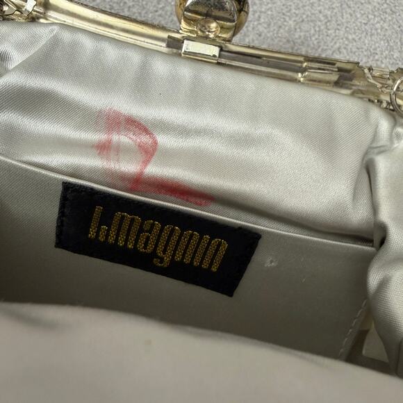 Vintage I. Magnin Evening Bag Silver Metallic Chain Rhinestones Womens Small - Picture 4 of 8